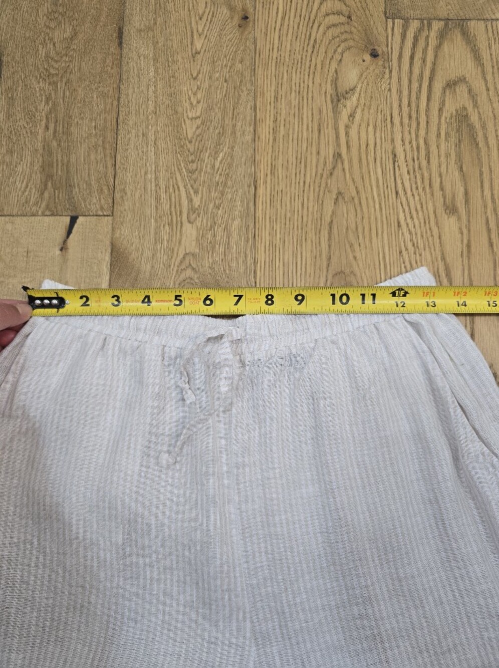 Mango Linen Blend Tan and White Stripped Cropped Linen Pant Size 2 - Picture 6 of 9